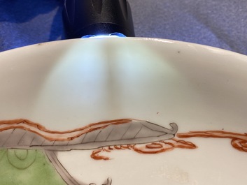 A Chinese famille verte dish with a narrative scene, Kangxi