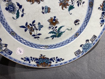 A large Chinese doucai charger with floral design, Qianlong