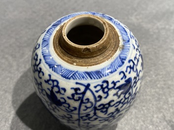 Five Chinese blue and white jars, Kangxi
