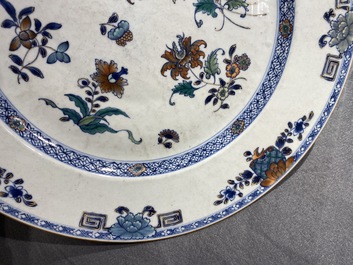 A large Chinese doucai charger with floral design, Qianlong