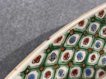 A pair of Chinese Canton famille verte dishes, 19th C.