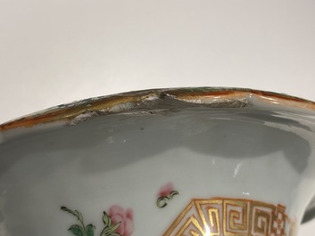 A pair of Chinese Canton famille rose vases, 19th C.