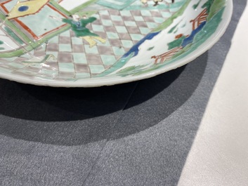 A Chinese famille verte dish with a narrative scene, Kangxi