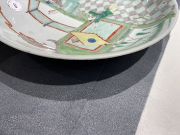 A Chinese famille verte dish with a narrative scene, Kangxi