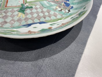 A Chinese famille verte dish with a narrative scene, Kangxi