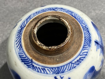 Five Chinese blue and white jars, Kangxi
