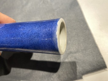 A Chinese famille verte powder blue-ground bottle vase, Kangxi