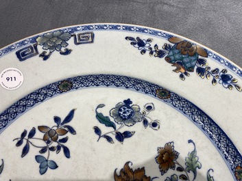 A large Chinese doucai charger with floral design, Qianlong