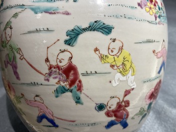 A Chinese famille rose 'hundred boys' jar, Yongzheng