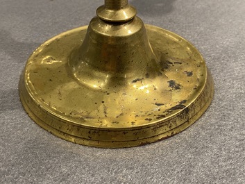 Two Flemish or Dutch knotted bronze candlesticks, 16th C.