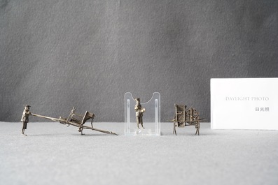 Une collection de miniatures en argent, Chine, 19&egrave;me