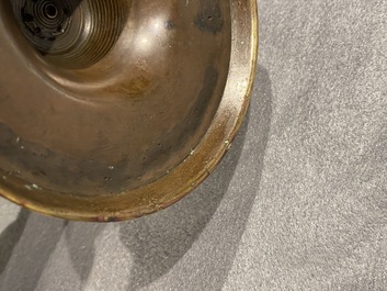 Two Flemish or Dutch knotted bronze candlesticks, 16th C.