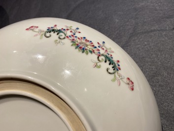 A Chinese famille rose yellow-ground 'dragon' dish, Qianlong mark, Republic