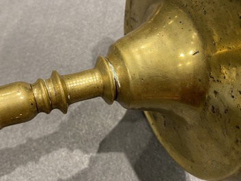 Two Flemish or Dutch knotted bronze candlesticks, 16th C.