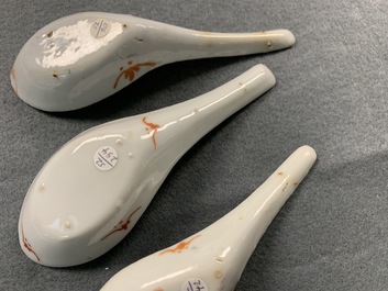 Five Chinese famille rose 'phoenix' spoons for the Straits or Peranakan market, 19/20th C.