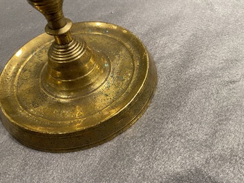 Two Flemish or Dutch knotted bronze candlesticks, 16th C.