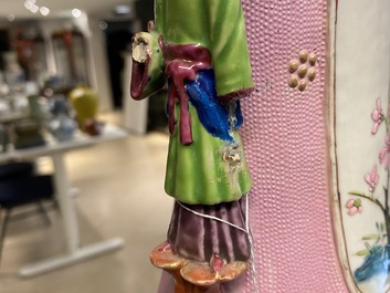 A Chinese famille rose vase with floral and landscape medallions, Qianlong