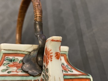 A Chinese famille verte teapot and cover, Kangxi
