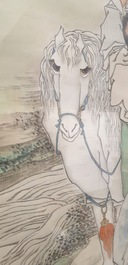Qian Huian (1833-1911), encre et couleurs sur papier, 19&egrave;me: 'Fugui shoukao, d'apr&egrave;s Wen Anguo'