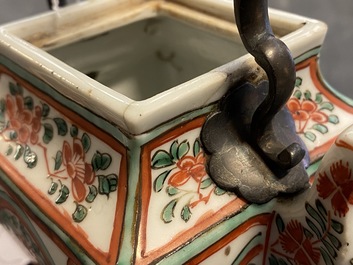 A Chinese famille verte teapot and cover, Kangxi