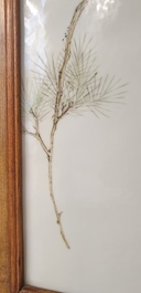 A large Chinese rectangular plaque with a bird on a blossoming branch, seal mark, Republic