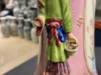 A Chinese famille rose vase with floral and landscape medallions, Qianlong