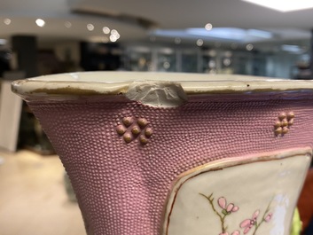 A Chinese famille rose vase with floral and landscape medallions, Qianlong