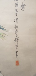 Qian Huian (1833-1911), encre et couleurs sur papier, 19&egrave;me: 'Fugui shoukao, d'apr&egrave;s Wen Anguo'