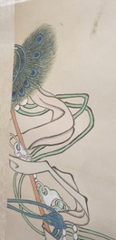 Qian Huian (1833-1911), encre et couleurs sur papier, 19&egrave;me: 'Fugui shoukao, d'apr&egrave;s Wen Anguo'