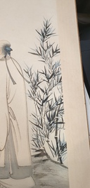 Zhang Daqian (1899-1983), ink and colour on paper, dated 1949: 'Amidst the bamboo'