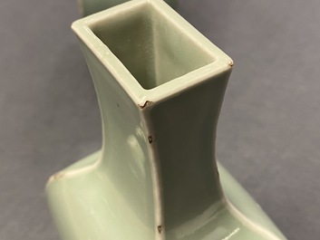 A pair of Chinese monochrome celadon vases with gilt bronze mounts, 18/19th C.