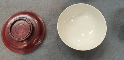 Four Chinese blue-ground bowls with floral designs, Yongzheng mark, Republic