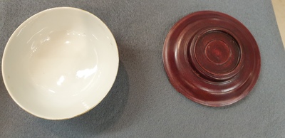 Four Chinese blue-ground bowls with floral designs, Yongzheng mark, Republic