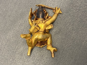 Two Sino-Tibetan gilt bronze figures, 19th C.