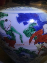 A Chinese wucai '100 boys' vase, Transitional period