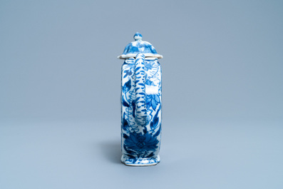 A rare Chinese blue and white circular teapot, Kangxi