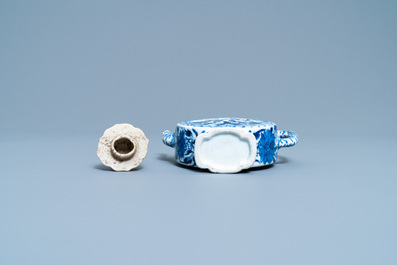 A rare Chinese blue and white circular teapot, Kangxi