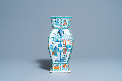 A Chinese doucai vase with elephant handles, Qianlong/Jiaqing