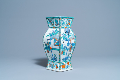 A Chinese doucai vase with elephant handles, Qianlong/Jiaqing