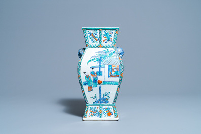 A Chinese doucai vase with elephant handles, Qianlong/Jiaqing