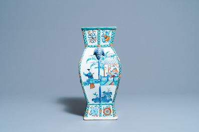 A Chinese doucai vase with elephant handles, Qianlong/Jiaqing