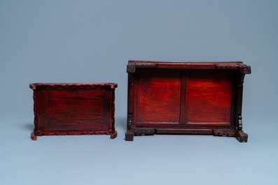 Cinq socles en bois sculpt&eacute;, Chine, 19/20&egrave;me