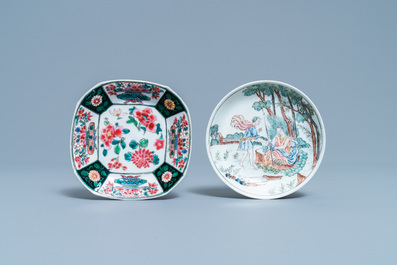 Two Chinese famille rose cups and saucers, Yongzheng/Qianlong