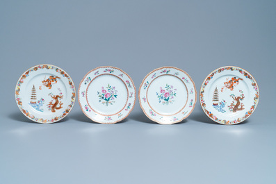 Eight Chinese famille rose plates, Qianlong