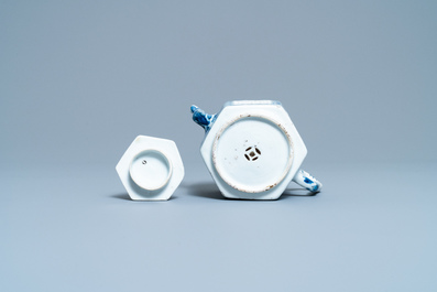 A Chinese blue and white reticulated double-walled teapot and cover, Kangxi