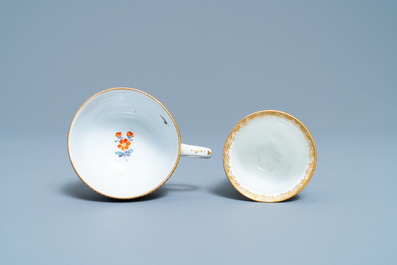 Two Meissen porcelain cups and a saucer, Germany, 18th C.