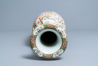 A large Chinese Canton famille rose vase, 19th C.