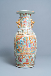 A large Chinese Canton famille rose vase, 19th C.