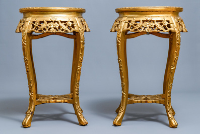 A pair of massive French S&egrave;vres-style vases with gilt bronze mounts, signed Desprez, 19th C.