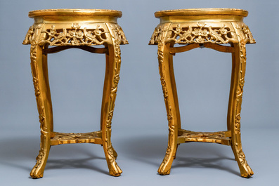 A pair of massive French S&egrave;vres-style vases with gilt bronze mounts, signed Desprez, 19th C.